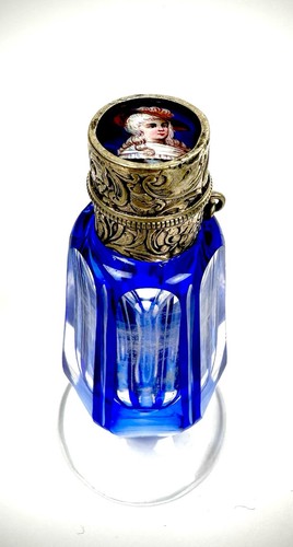 Antique silver enamel perfume - enamel,
