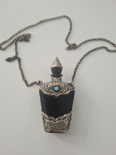 Vintage black agate silver - agate,